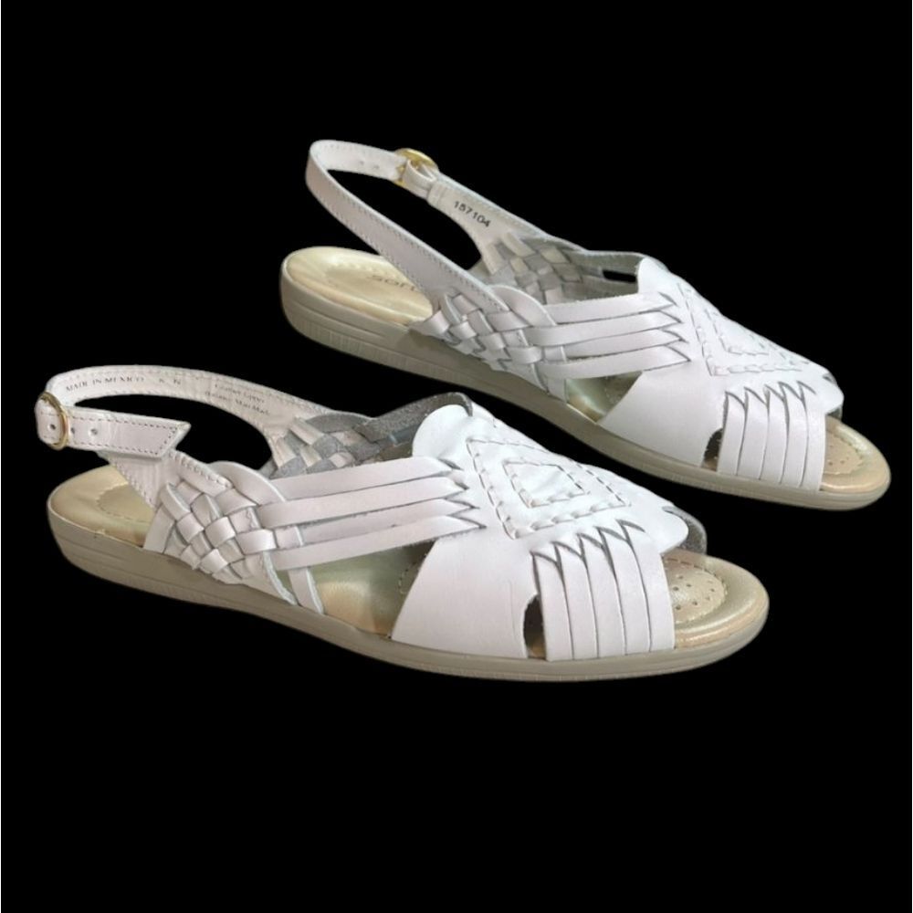 Angel Steps vintage Sandals Huaraches Women's 6WW‎ White Leather Sling Back